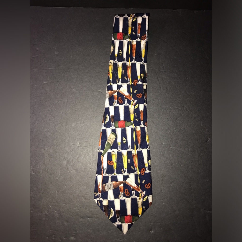 Vintage Nicole Miller 1995 Beer & Pretzels Silk Men's Tie